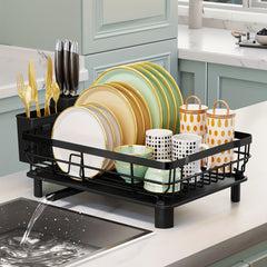 2 Tier Dish Drying Rack with Drainboard & Utensil Holder