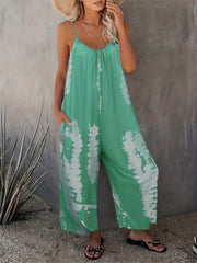 Tie Dye Wide Leg Jumpsuit Sleeveless Casual Loose Jumpsuit