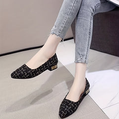 Women's Plaid Pattern Slip On Heel Mules Casual Outdoor Shoes