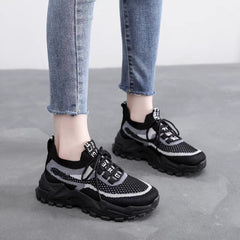 Women's Breathable Mesh Running Sports Shoes Platform Sneakers