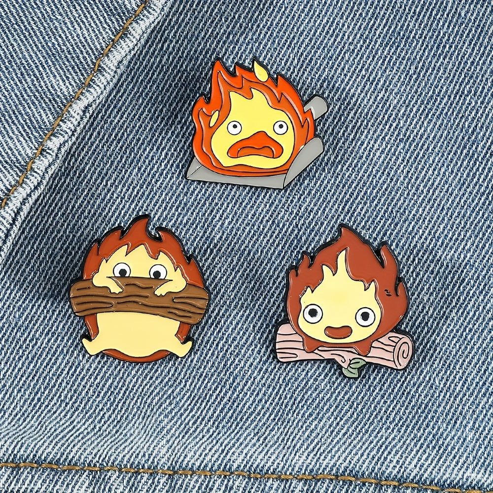 Stickman Little Flame Brooch Pin for Kids