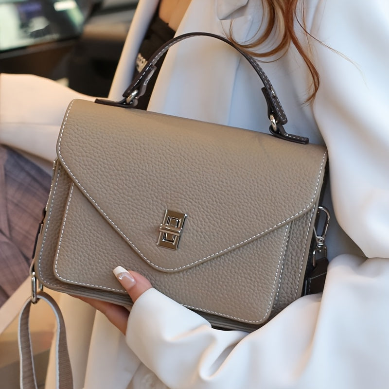 Convertible Shoulder Bag for Women Detachable Strap Turn Lock Closure