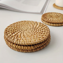 Boho Rattan Coaster Heat Insulation Table Mat Vietnamese Autumn Vine Hot Pads