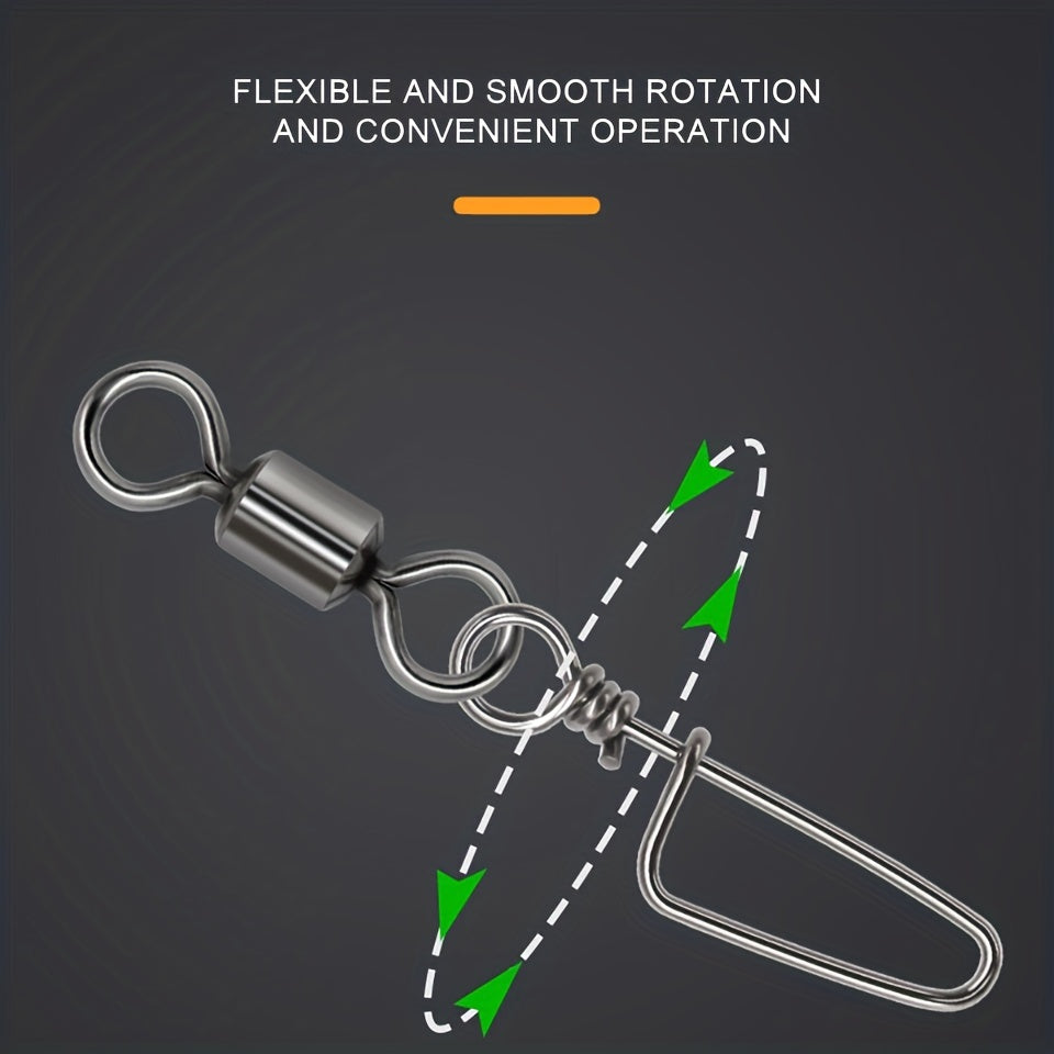 50pcs Fishing Rolling Barrel Swivels With 8 Shape Connectors