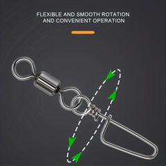 50pcs Fishing Rolling Barrel Swivels With 8 Shape Connectors
