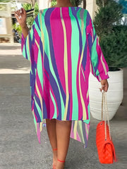 Casual Dress Women's Plus Random Print Long Sleeve Dress
