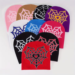 Heart Spider Web Jacquard Beanie Hip Hop Candy Skull Cap