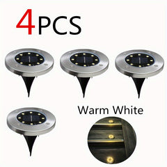 4pcs LED Solar Buried Lights Outdoor Waterproof Stainless Steel Lawn Lights