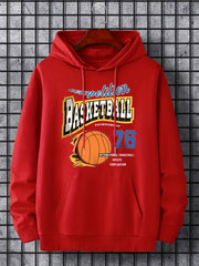 Basketball Print Hoodie Graphic Pullover Hooded Sweatshirt