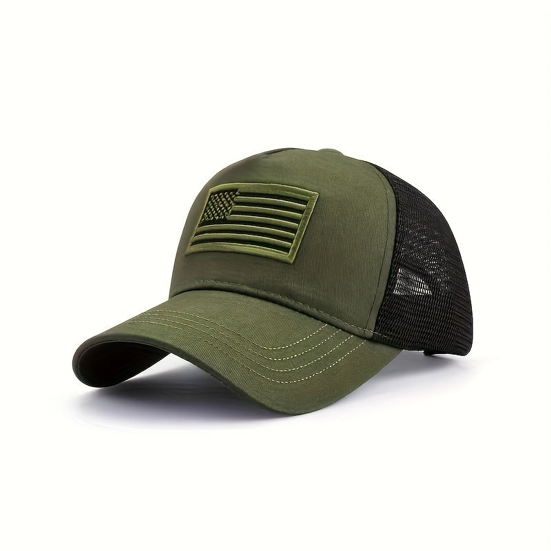 Men's American Flag Camo Mesh Cap for Outdoor Wear