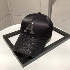 Glitter A Patch Baseball Cap Solid Y2K Sun Hats Hip Hop Dad Hat