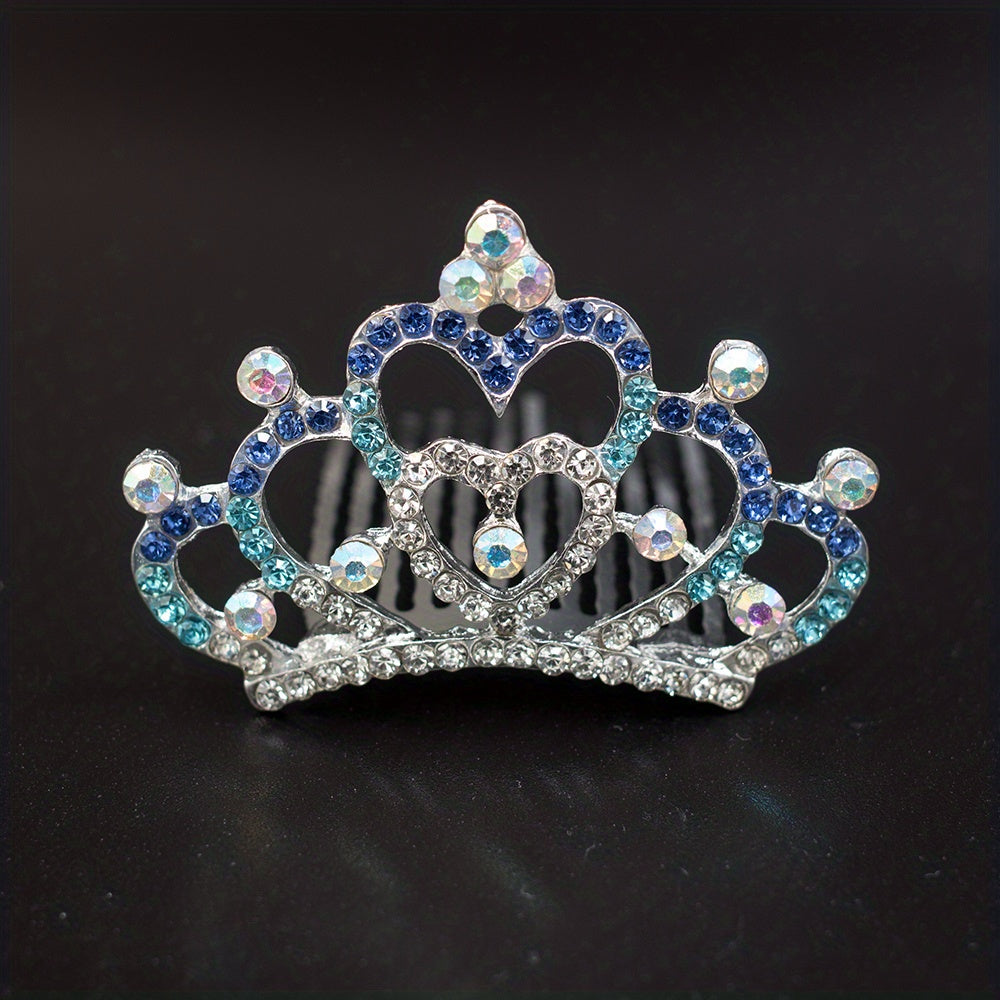 Rhinestone Crown Comb Tiara Hair Comb for Baby Girls