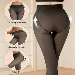 Solid Opaque High Waist Elastic Leggings Women's Stockings