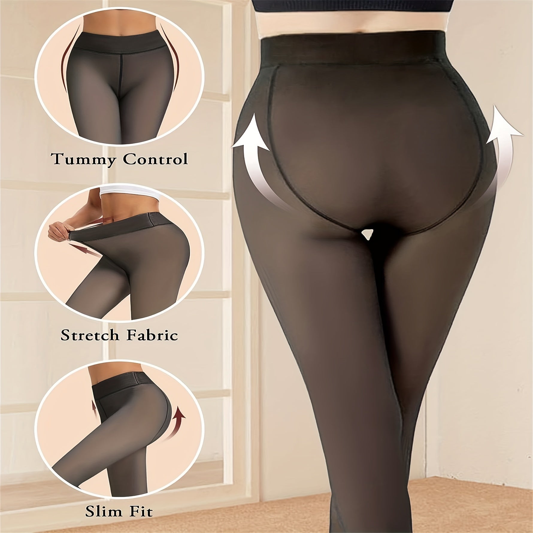 3 Pack Solid Slim Tights Opaque High Waist Elastic Leggings