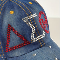 Rhinestone Decor Baseball Cap Denim Sunshade Dad Hat Casual Sun Hats