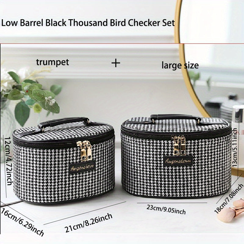 Houndstooth Pattern Makeup Bag Travel Case Large Capacity Toiletry Bag