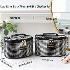 Houndstooth Pattern Makeup Bag Travel Case Large Capacity Toiletry Bag