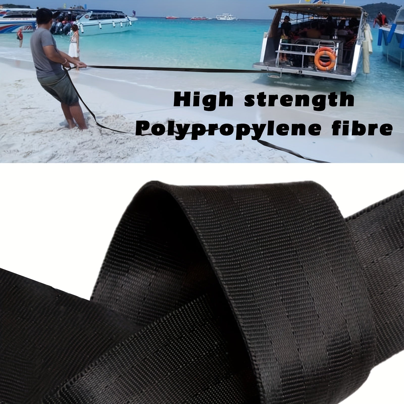 1m Tugboat Belt w/ Safety Snap Hook Boat Tow Rope