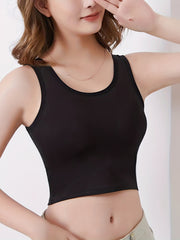 Padded Crop Tank Top Comfy Crew Neck Sports Vest Women's Lingerie