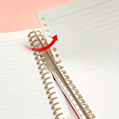 A5 Pink Notebook 60 Pages Beige Inner Page Rotating Binder Clip Large Capacity