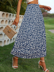 Floral Print High Waist A Line Skirt