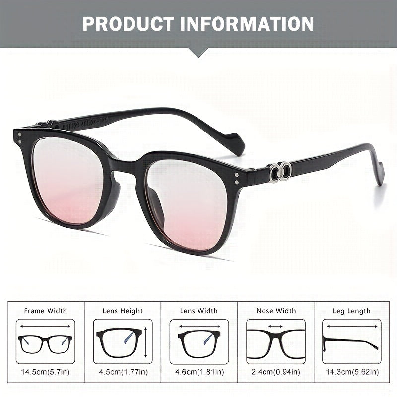 Men's Retro Square Frame Anti-Light Glasses with Anti-Press Box