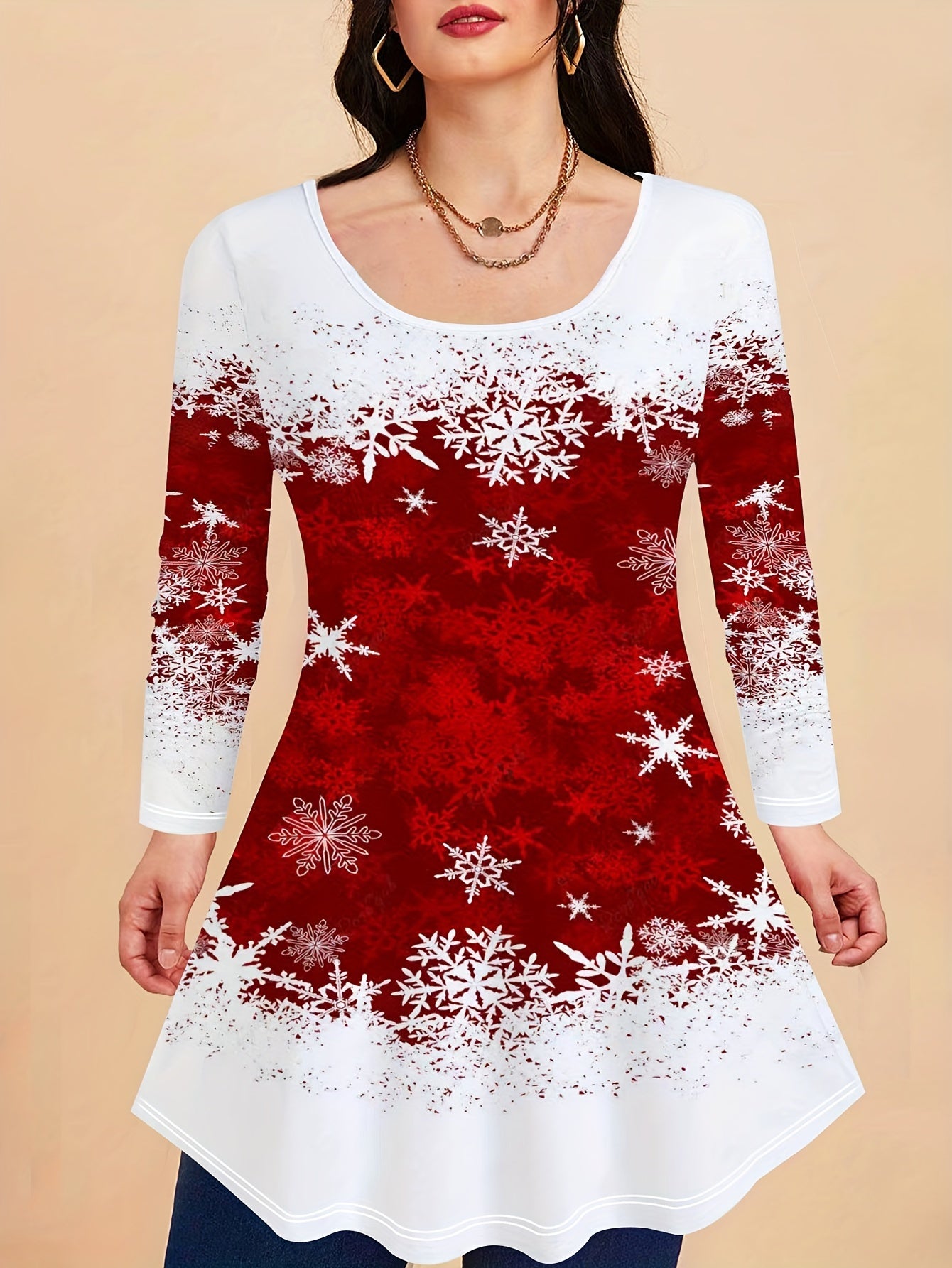 Women's Plus Size Snowflake Print Tee & Leggings Set