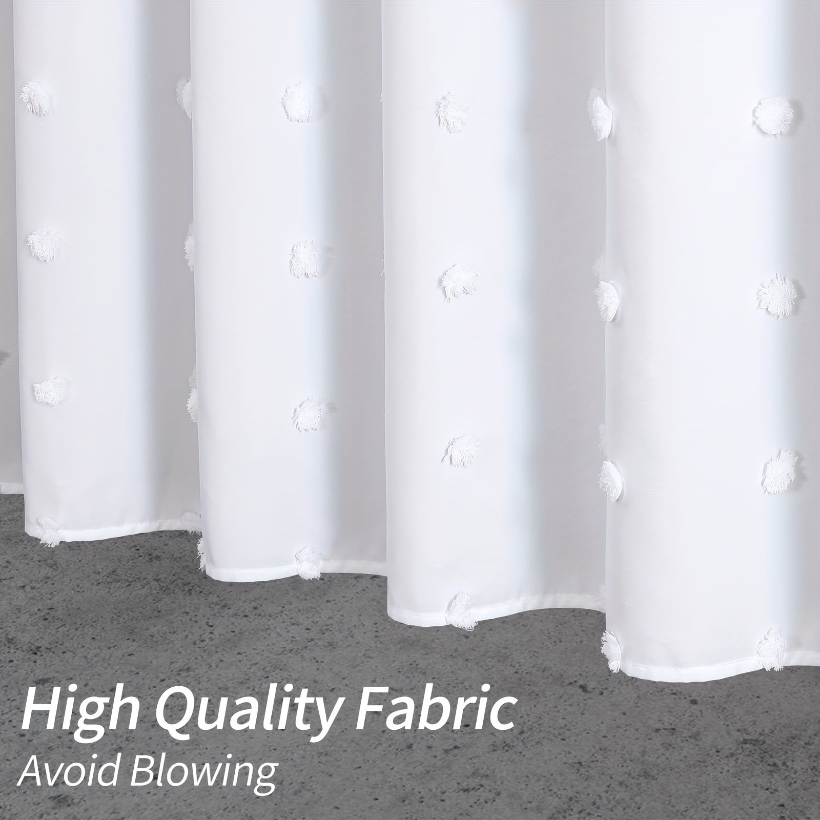 Boho Tufted Pleat Fabric Shower Curtain