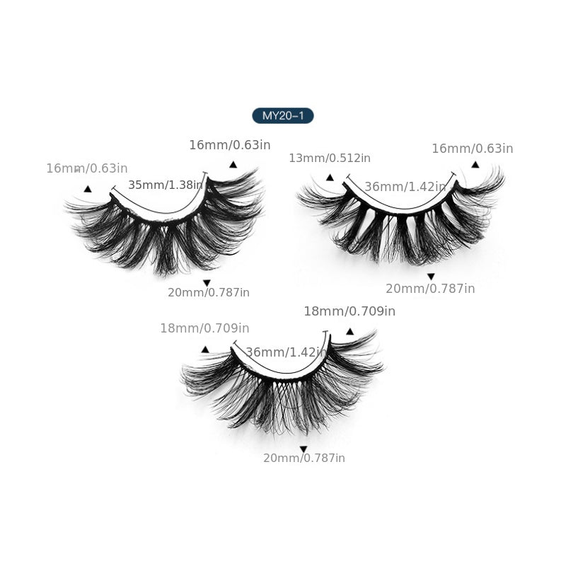 20 Pairs Fluffy Mink Lashes Natural Volume Curly False Eyelash Extension