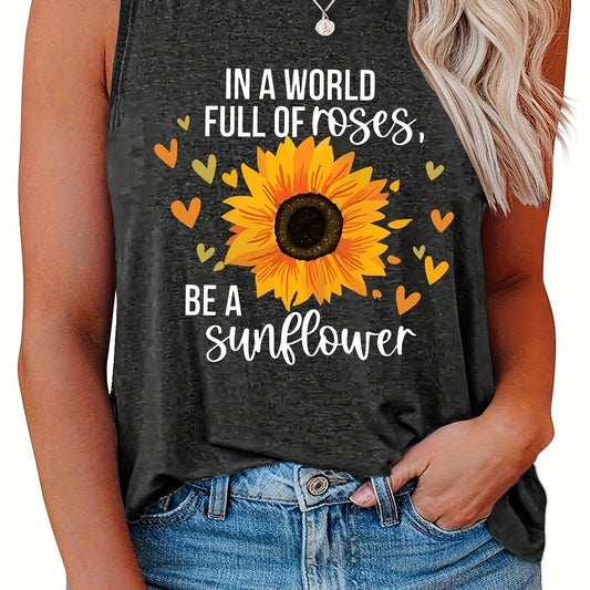 Sunflower Slogan Print Tank Top
