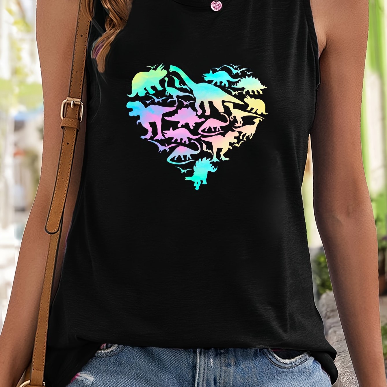 Dinosaur Pattern Stretchy Sports Vest Sleeveless Top