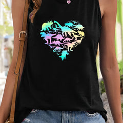 Dinosaur Pattern Stretchy Sports Vest Sleeveless Top