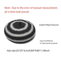 Striped Beret Women's Knitted Thermal Beret Vintage Hats For Weddings