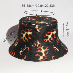 Yellow Flame Print Bucket Hat Unisex Lightweight Sun Hats For Women & Men