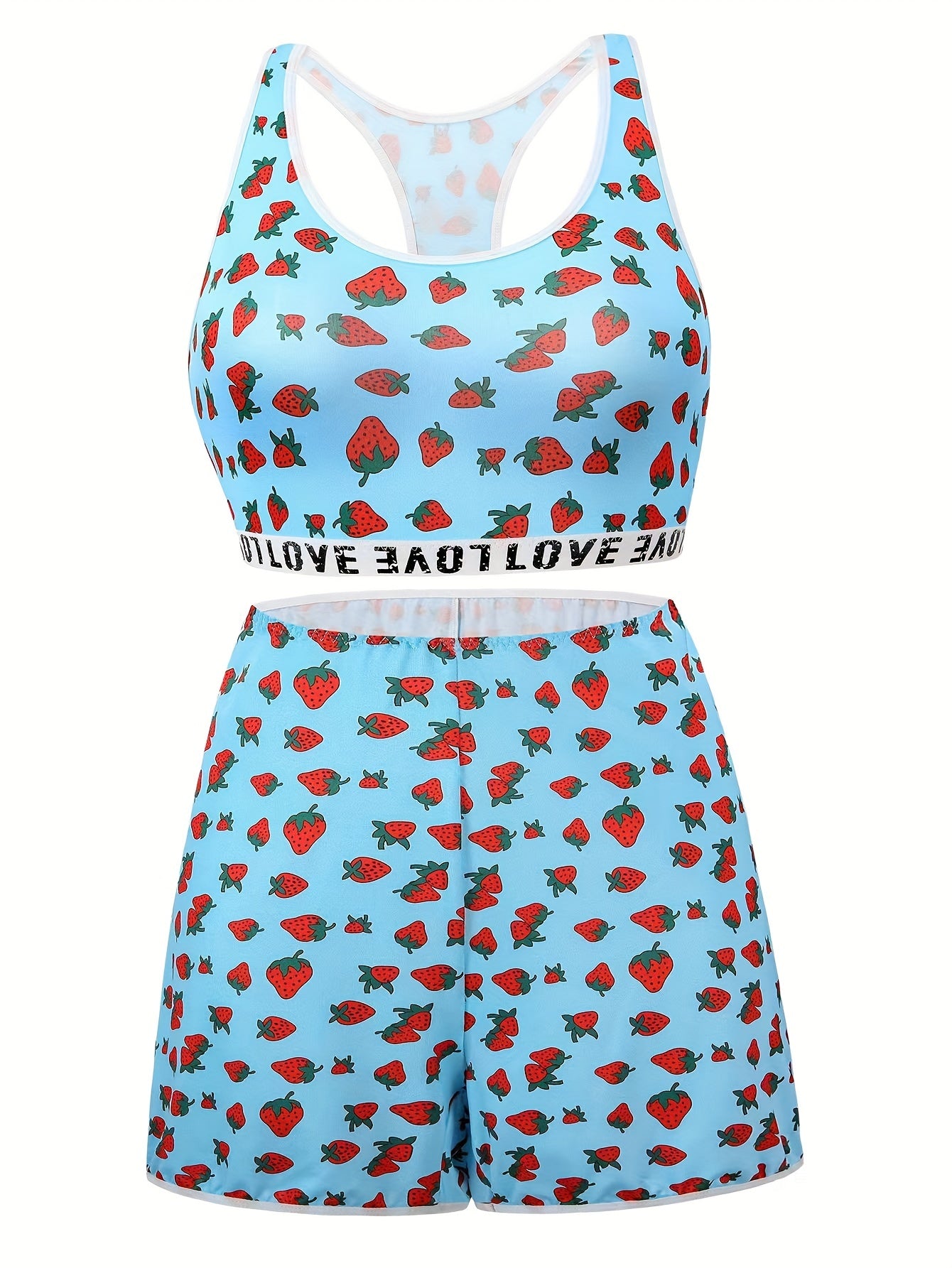 Strawberry Print Bra & Shorts Lounge Set