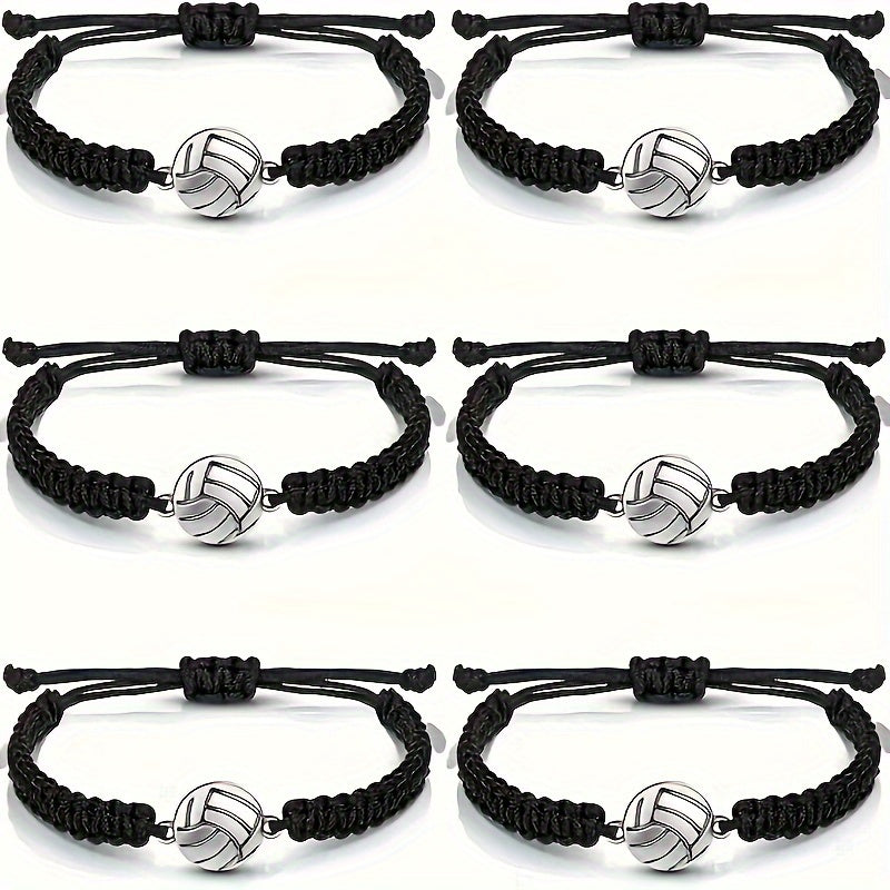 6 Pieces Volleyball Charm Bracelets for Sports Players
