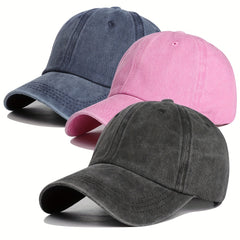 Vintage Washed Denim Baseball Cap Pink Sun Protection Hat