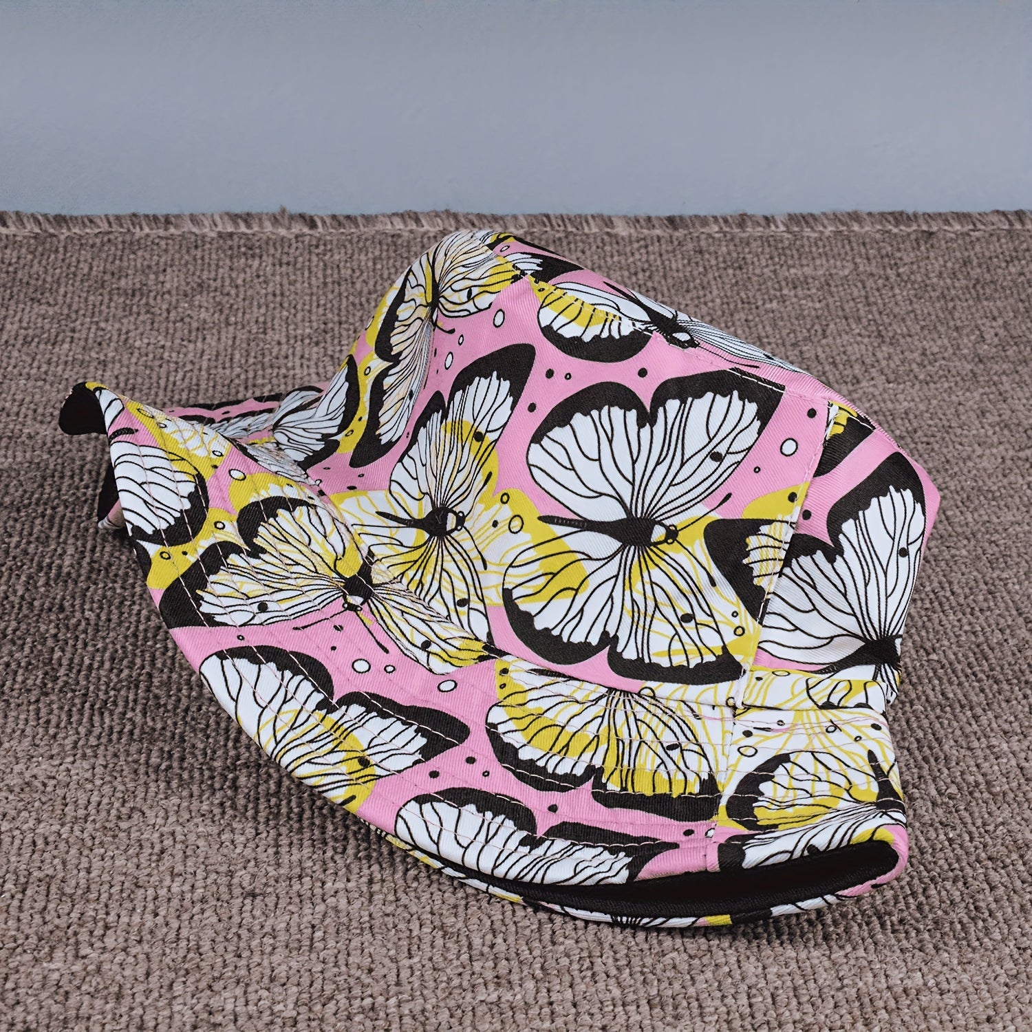 Butterfly Print Bucket Hat Foldable Sun Protection Sunshade Hat