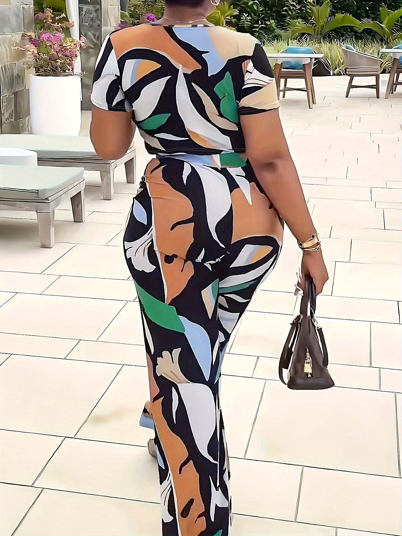 Abstract Print Tee & Pants Set