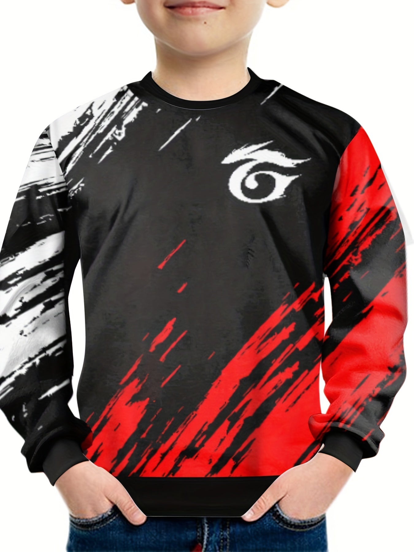 Teens Contrast Eye 3D Print Sweatshirt Kids Casual Pullover