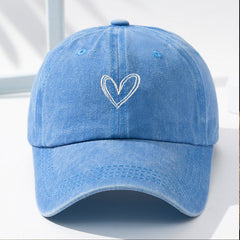 Heart Embroidery Baseball Cap Distressed Dad Hats Adjustable