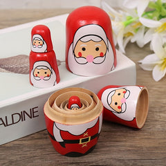 5pcs Christmas Santa Claus Nesting Dolls Hand Painted Souvenir Gift