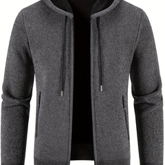 Men's Warm Fleece Hooded Jacket Solid Sport Sweatshirt Zip Up