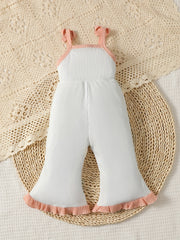 Infant Girls Bow Ruffle Knitted Ribbed Jumpsuit