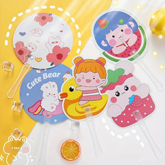 5pcs Cartoon Mini Handheld Fan Portable Beach Fan Children's Gift