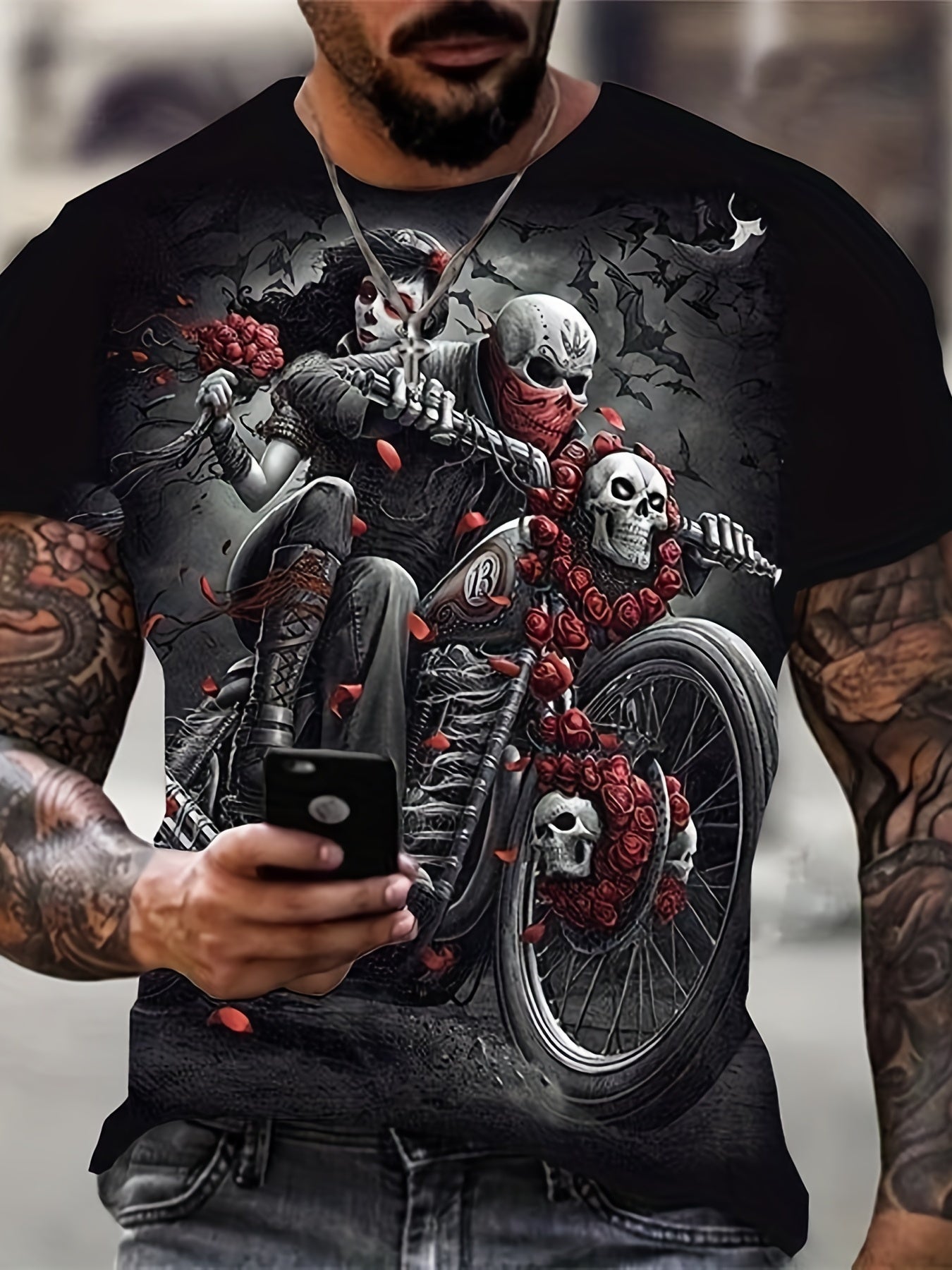 Men's Skeleton Graphic T shirt Casual 3D Print Tee