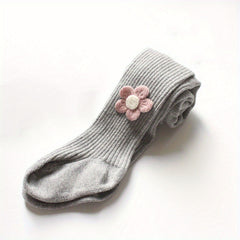 Girls Kids Pantyhose Combed Cotton Vertical Stripe Small Flower Accessories Legg