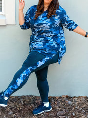 Women's Plus Camo Long Sleeve Tunic Top & Leggings Set