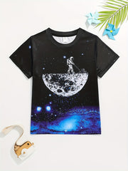Galactic Adventure Boy's T Shirt 3D Print Active Stretch Tee