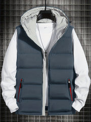 Men's Hooded Winter Vest with Zipper Pockets